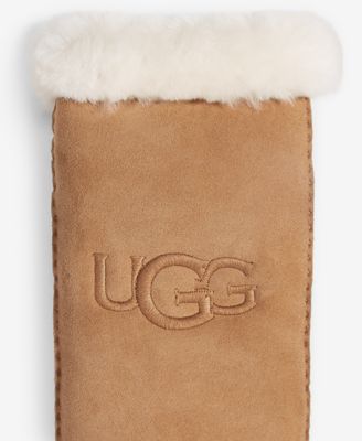 UGG Women's Embroidered Shearling Fur Mittens - Macy's