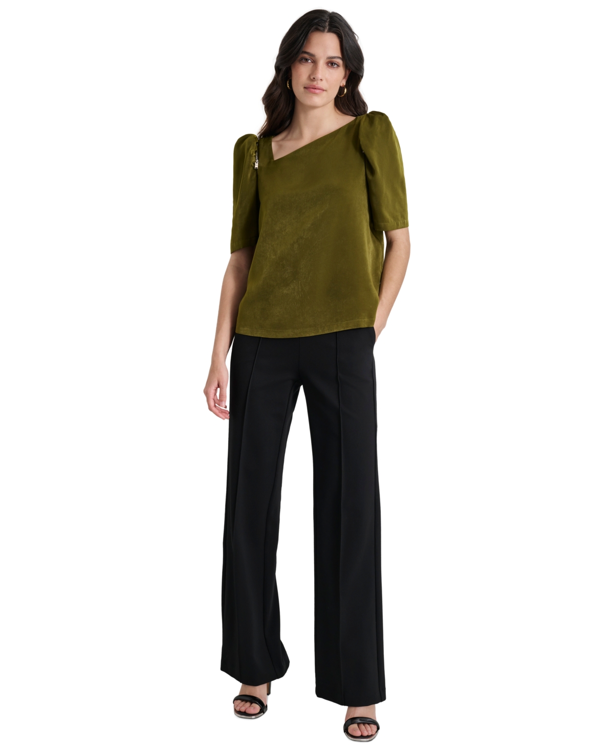 Dkny Women's Satin Puff-Sleeve Blouse