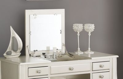 Silver Vanity Set with Unique Legs and Cushion Seat