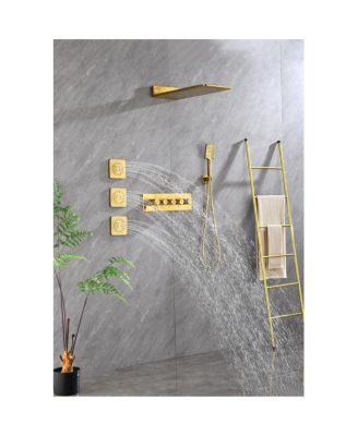 Wall Mounted Waterfall Rain Shower System With 3 Body Sprays & Handheld Shower