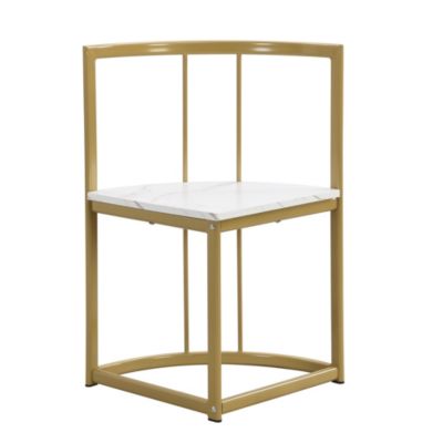 7-Piece Marble Table Set w/ Gold Base