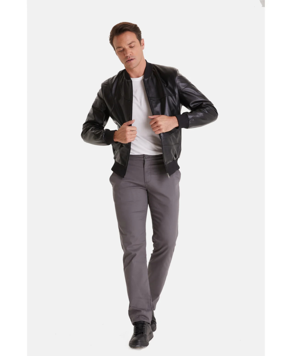 Furniq Uk Men's Leather Jacket,- Black