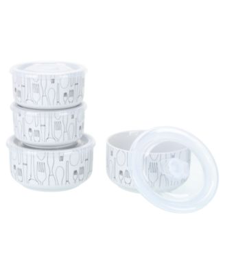 Porcelain 20 & 30 oz. Cutlery Storage Jars with Lids, Set of 4