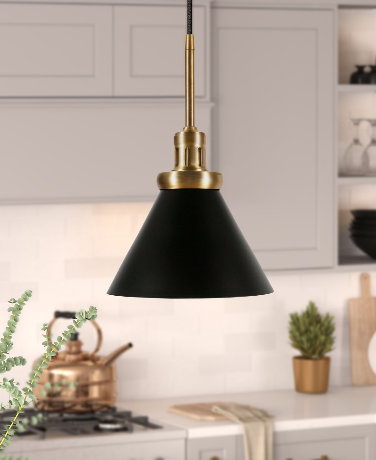Hudson & Canal Zeno 8.5" Wide Pendant With Metal Shade In Blackened Bronze