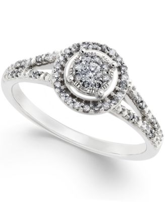 10K White Gold 1/10 Ct Natural Diamond Promise Ring For Women