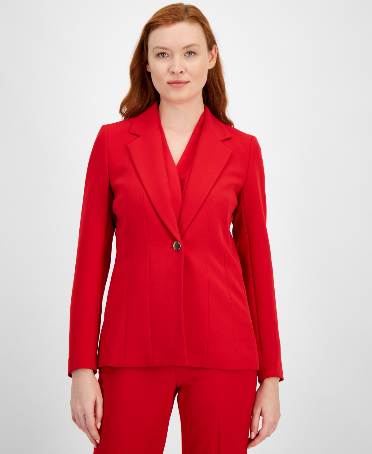 Anne Klein Women's Stretch Notch-Lapel Long-Sleeve Blazer