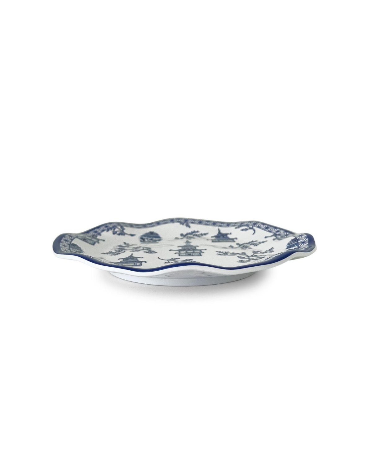Q Squared Pagoda Salad Plates, Set Of 4 In White,blue
