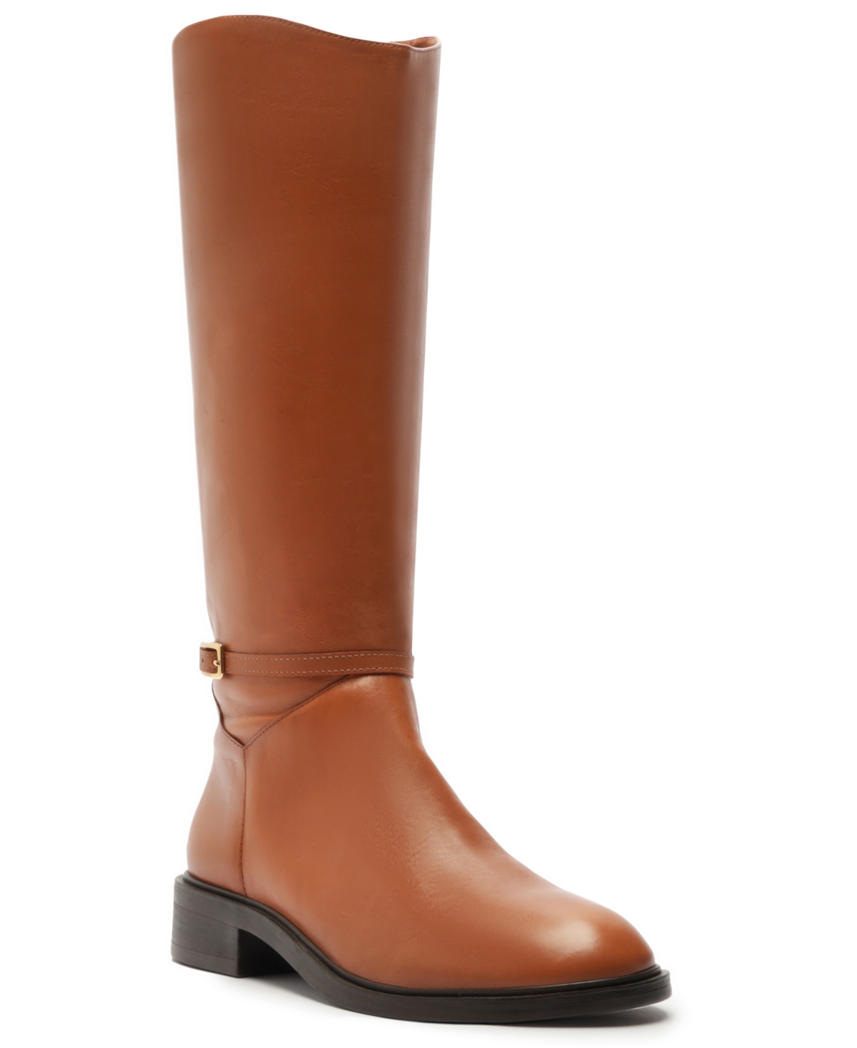 Arezzo Bota Salto Baixo Womens Buckle Manmade Knee-high Boots In Roast Caramel