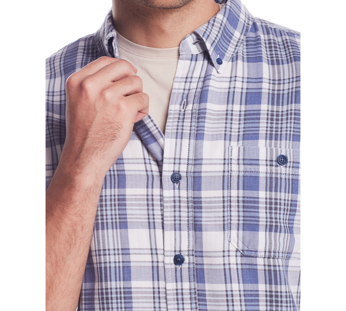 Weatherproof Vintage Men's Long Sleeve Button-Down Burnout Plaid Flannel Shirt