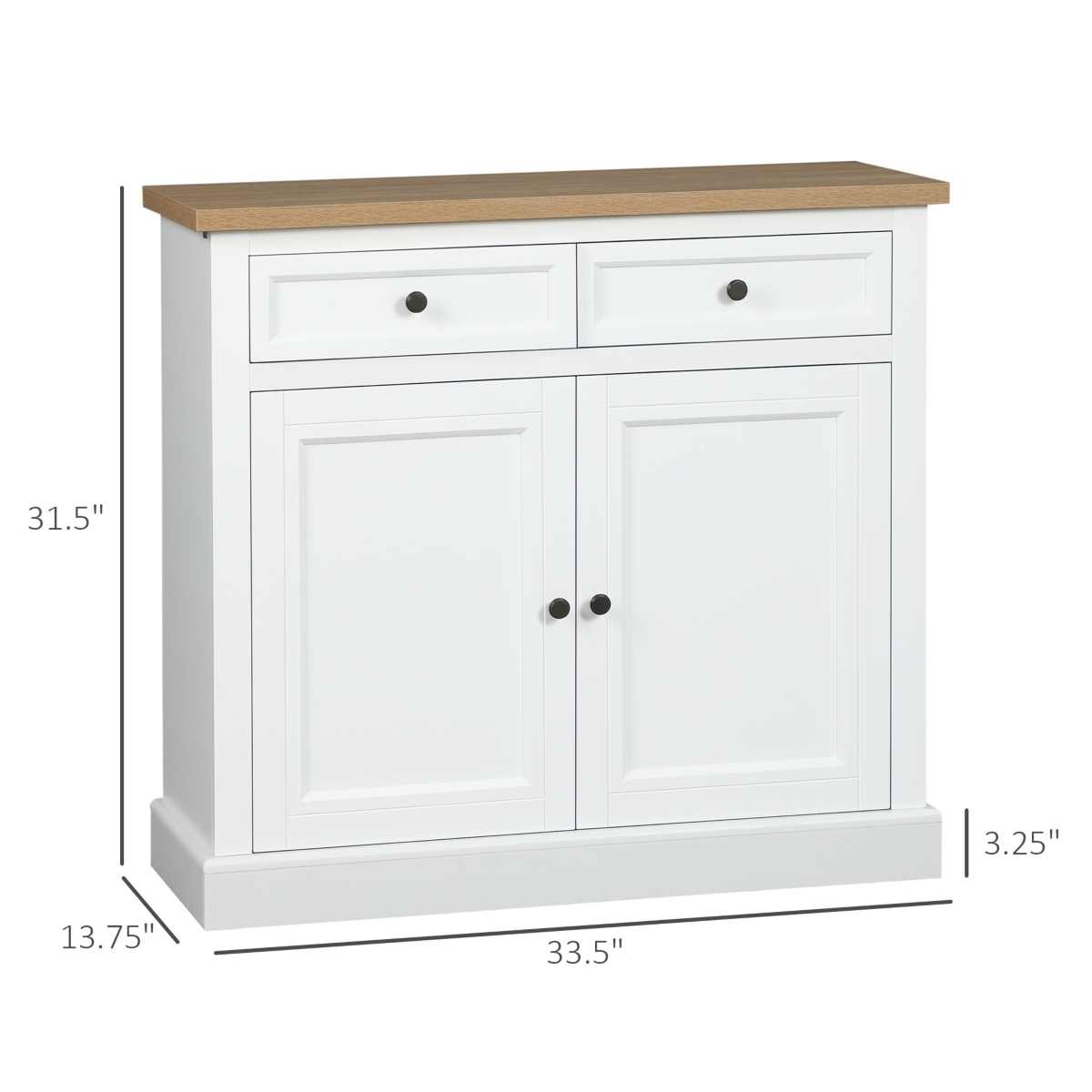 Homcom Modern Buffet Cabinet with 2 Storage Drawers and Adjustable Shelves,- White