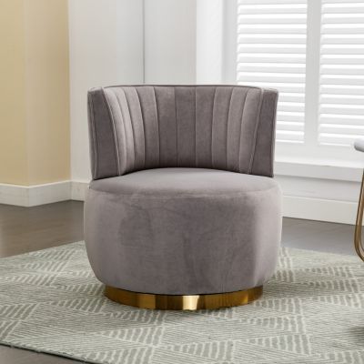 Streamdale Velvet Swivel Barrel Chairs for Living Room or Office