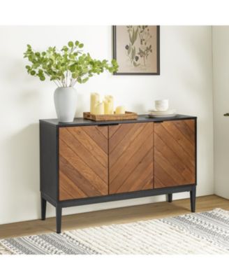 Baez Modern Storage Cabinet with Herringbone Patterns