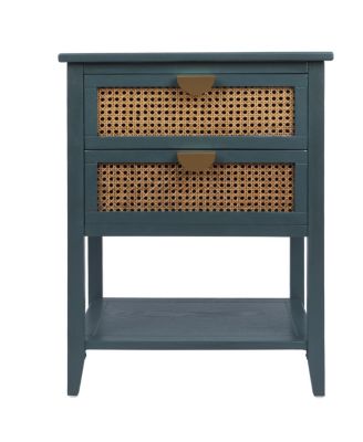 Rattan 2-Drawer Side Table
