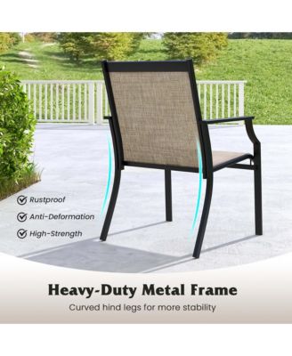 4 Pieces Patio Dining Chairs Large Outdoor Chairs Breathable Seat & Metal Frame