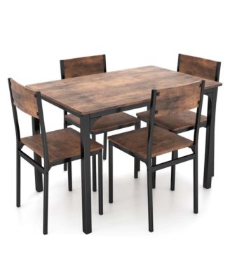5 Piece Dining Table Set Industrial Style Kitchen Table & Chairs for 4