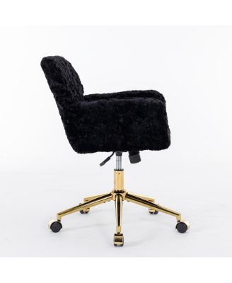 Adjustable Swivel Office Chair with Golden Metal Base