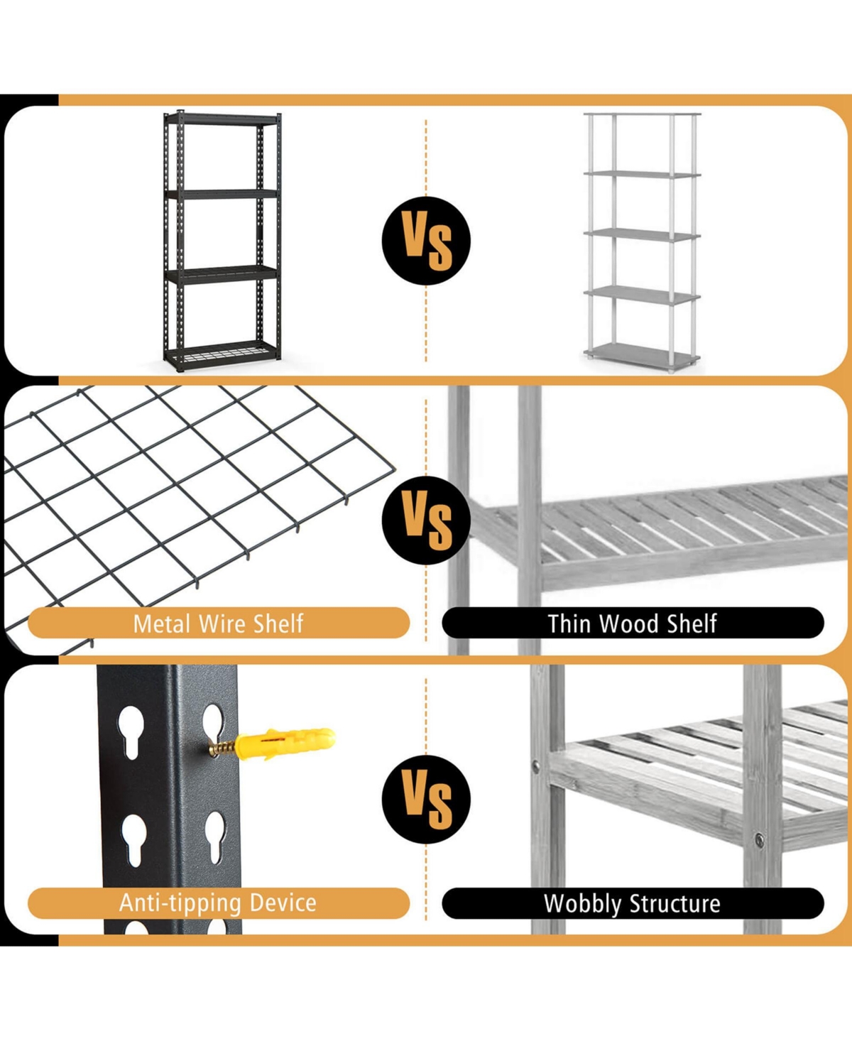 Costway 1 Pcs 4-Tier Metal Shelving Unit Heavy Duty Wire Storage Rack with Anti-slip Foot Pads