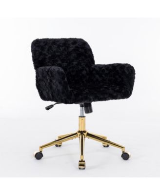Adjustable Swivel Office Chair with Golden Metal Base