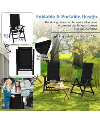 4 PCS Patio Folding Chair Outdoor Chairs with Padded Seat, Adjustable Backrest