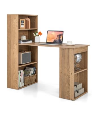 Computer Desk Writing Workstation Office 6-Tier Storage Shelves