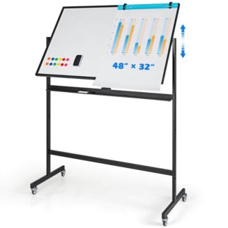 Costway 32 x 48'' Portable Rolling White Board Reversible Dry Erase ...