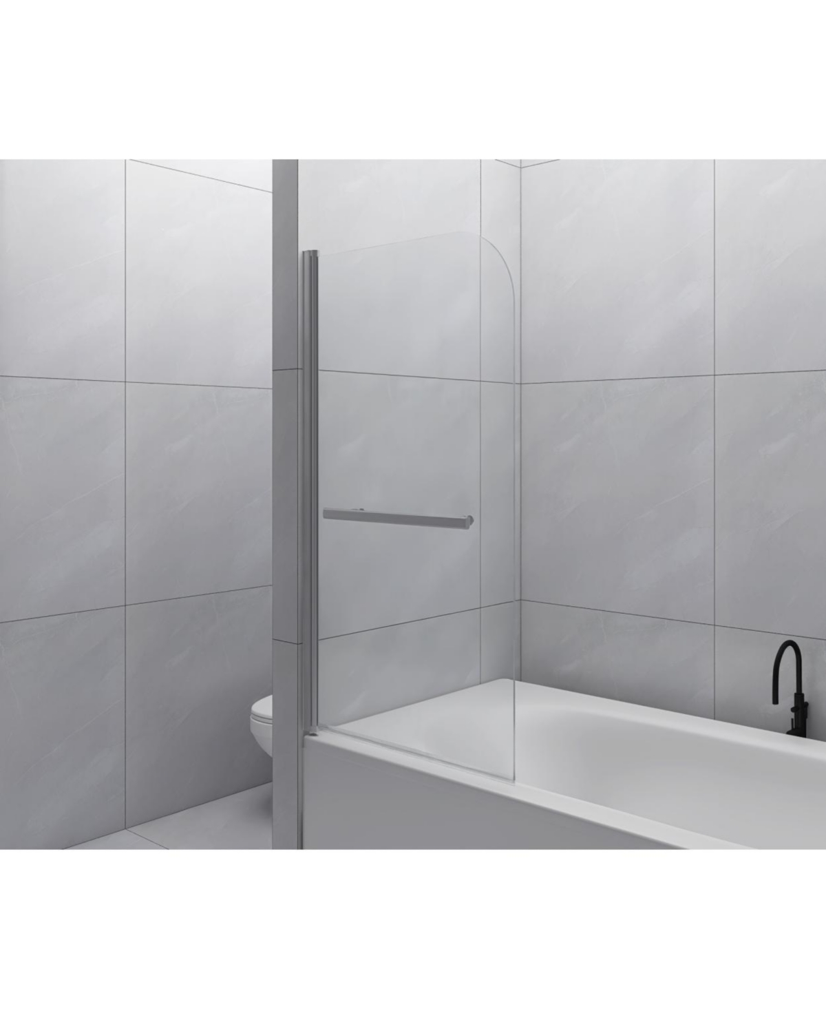 31" X 55" Bathtub Screen Framless Shower Door Tempered Glass Shower Panel