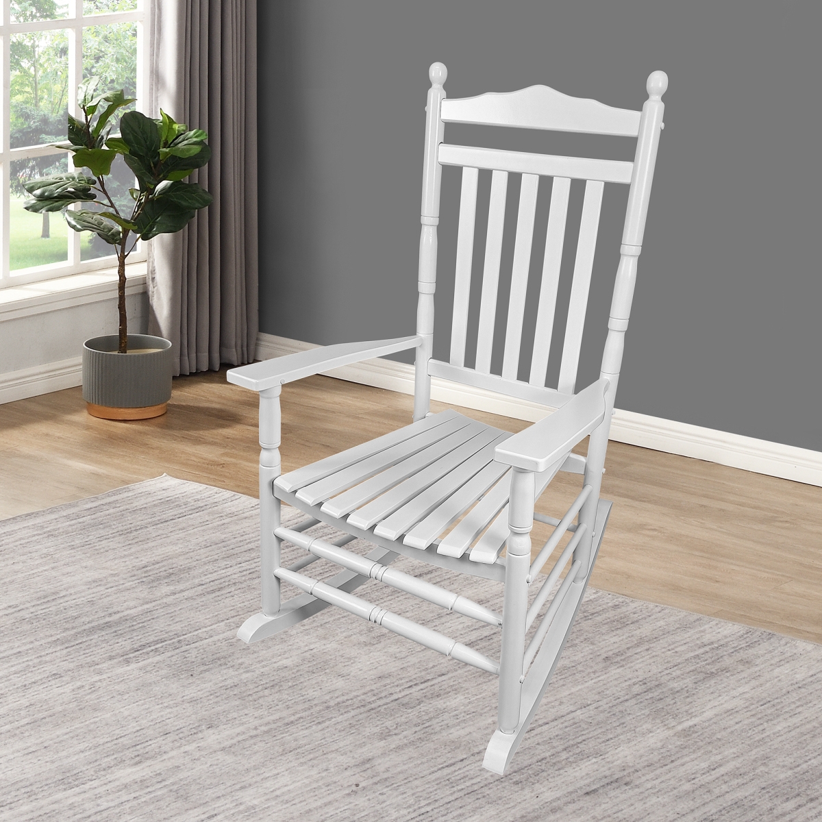 Simplie Fun Balcony Porch Adult Rocking Chair - White