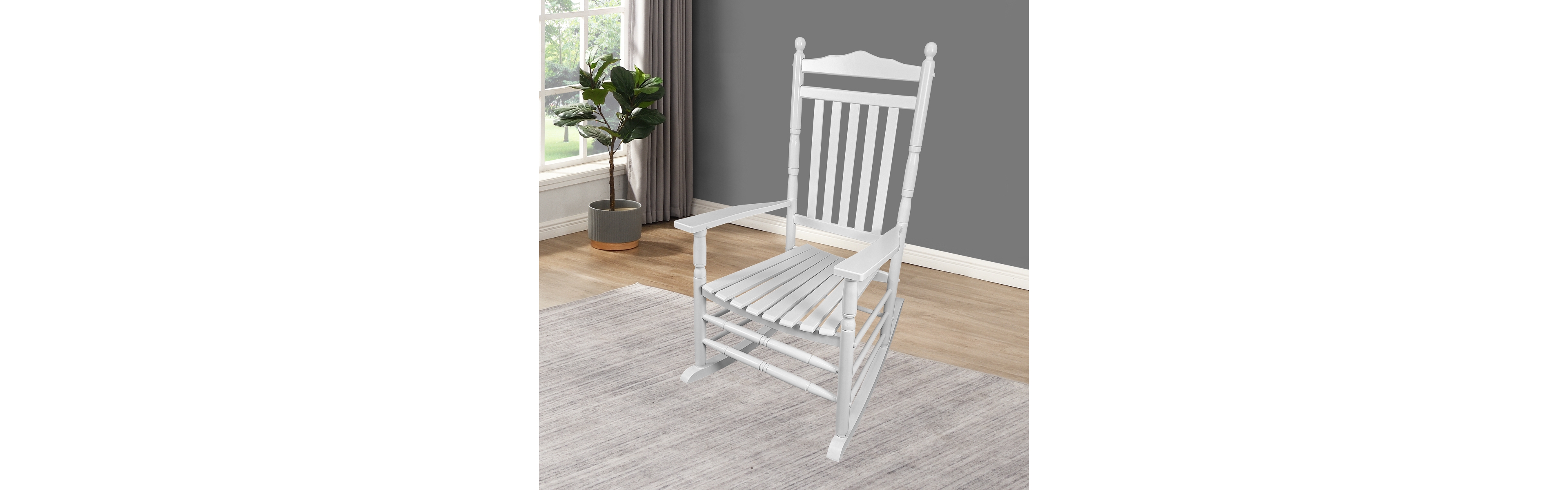 Simplie Fun Balcony Porch Adult Rocking Chair - White