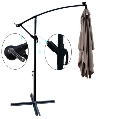 Solar Powered LED Patio Umbrella, 8 Ribs, Crank and Cross Base