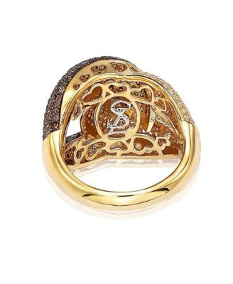 Suzy Levian Sterling Silver Cubic Zirconia Interlocked Puff Ring