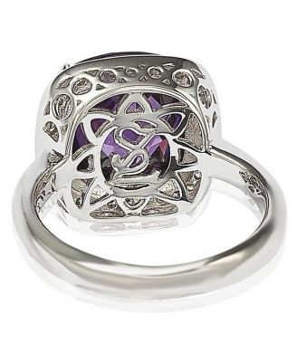 Sterling Silver Cubic Zirconia Cushion Halo Cocktail Ring