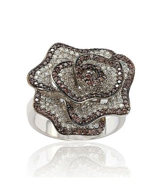 Suzy Levian New York Suzy Levian Sterling Silver Cubic Zirconia Pave Flower Ring Macy s