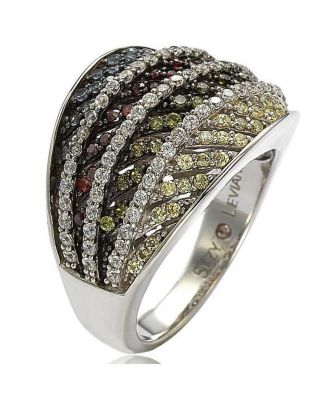 Sterling Silver Cubic Zirconia Pave Multi Color Ring