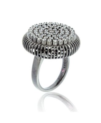 Suzy Levian Sterling Silver Cubic Zirconia Pave Circle Elevated Statement Ring