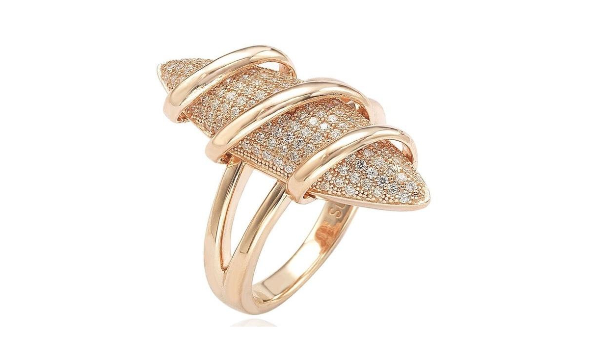 Suzy Levian New York Suzy Levian Sterling Silver Cubic Zirconia Wrapped Pave Marquise Ring