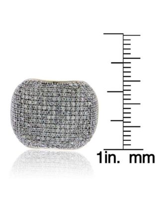 Suzy Levian Sterling Silver Cubic Zirconia Modern Pave Wide Band Ring