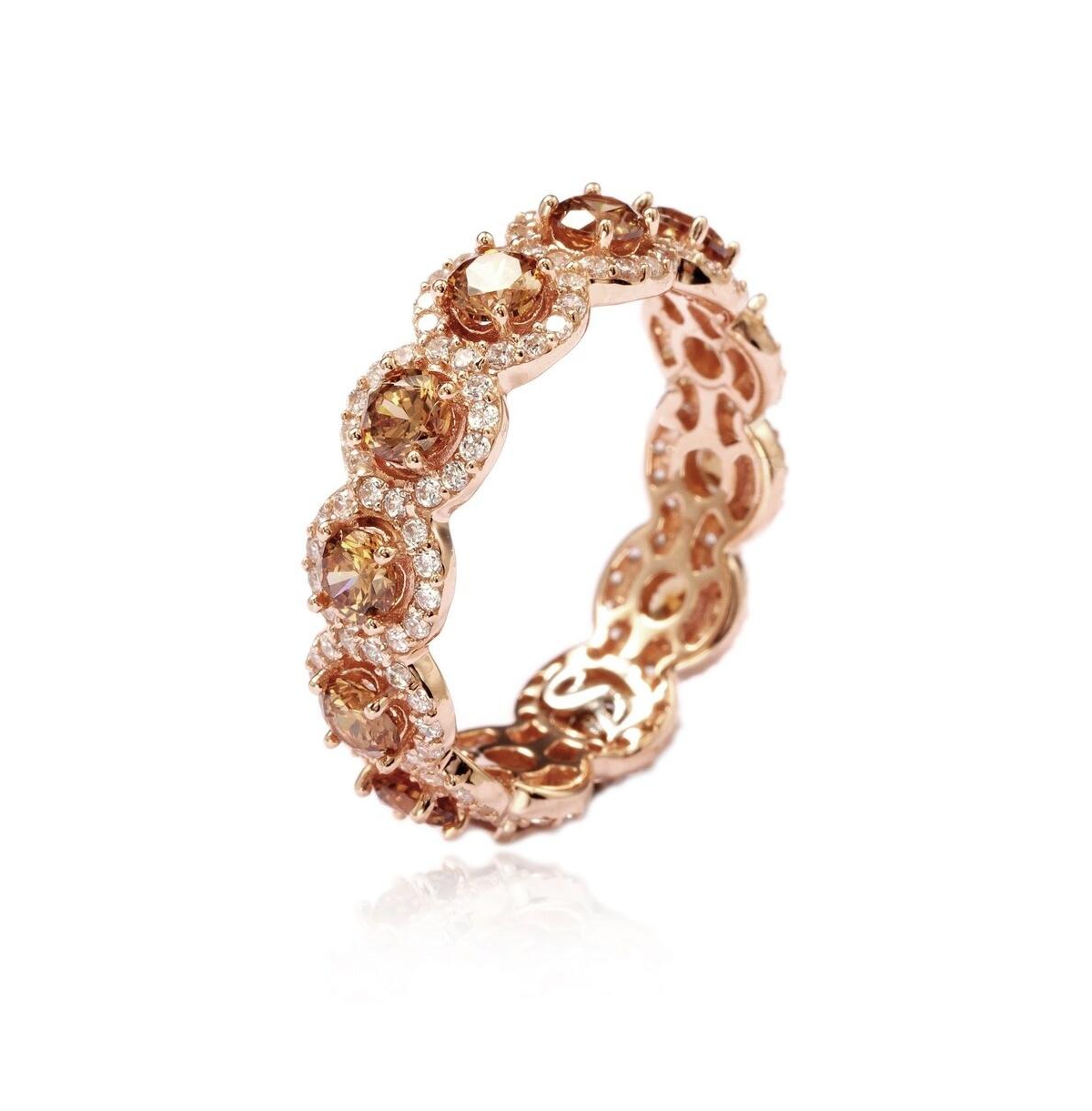 Suzy Levian New York Suzy Levian Sterling Silver Cubic Zirconia Round Halo Eternity Band