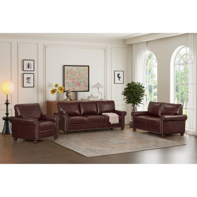 Burgundy Faux Leather Sectional Sofa