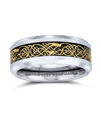 Two Tone Celtic Knot Titanium Band Ring with Dragon Carbon Fiber Inlay