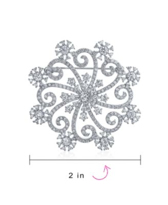 Large Frozen Winter Swirl Holiday Party CZ Cubic Zirconia Scarf Christmas Statement Snowflake Brooch Pin