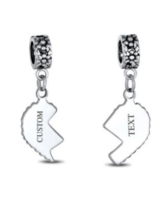 Mom Daughter Puzzle Heart Dangle Charm Bead Sterling Silver for European Bracelet