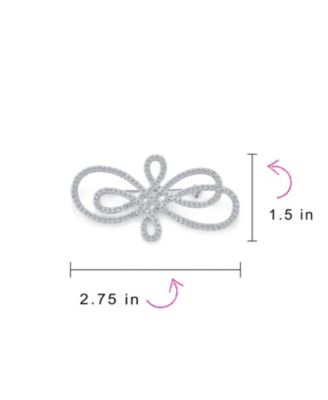 Large Swirl Pave Cubic Zirconia Art Deco Fashion Infinity Brooch Pin Silver Tone Rhodium Plated