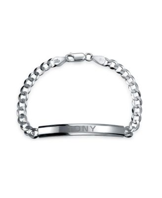 Bar Name Plated identification ID Bracelet 5 MM Miami Cuban Curb Link Chain Link 180 Gauge Yellow Gold Plated Sterling Silver