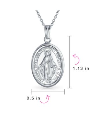 Christian Our Lady Of Guadalupe of Catholic Religious Oval Medal Virgin Mary Necklace Pendant For Women or Men Sterling Silver