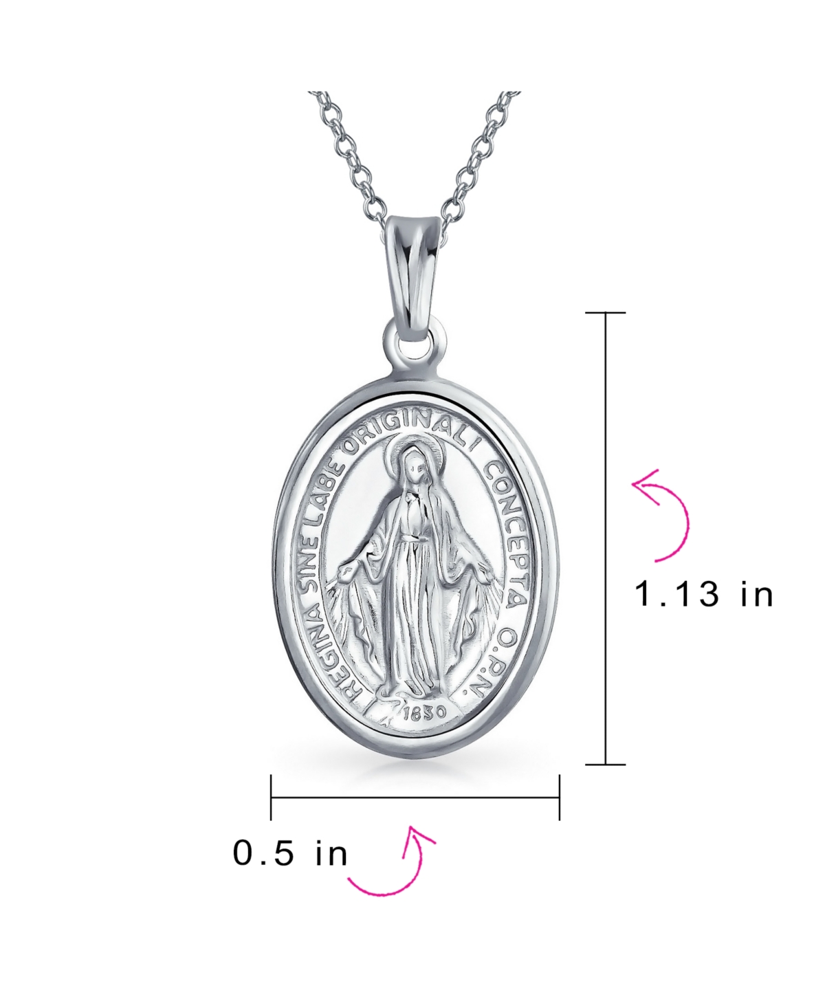 Bling Jewelry Christian Our Lady Of Guadalupe of Catholic Religious Oval Medal Virgin Mary Necklace Pendant For Women or Men Sterling Silver - Silver