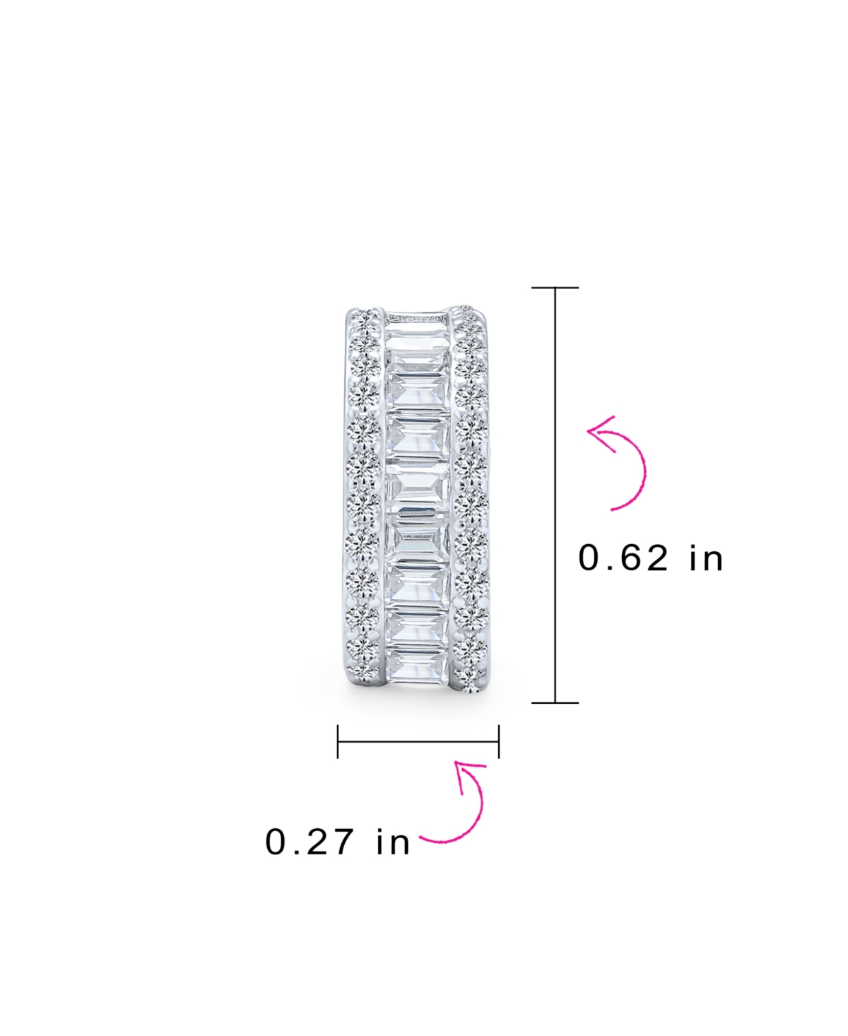 Bling Jewelry Holiday Baguette Cz Half Hoop Shrimp Style Earrings For Women Omega Back Sterling Silver