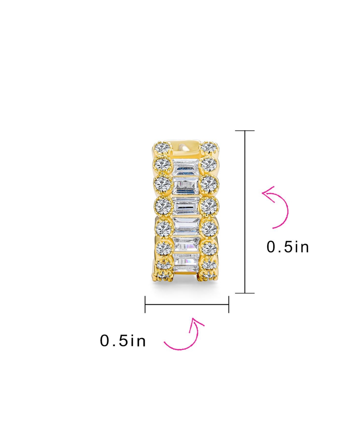 Bling Jewelry Cz Emerald Cut Bezel Set Milgrain Edge Cubic Zirconia Mini Hoop Huggie Earrings For Women Prom Holiday Formal Party Diameter - Yell