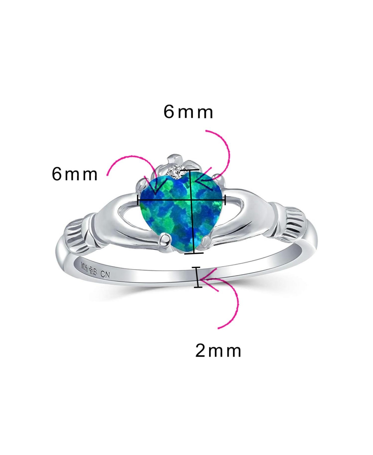 Bling Jewelry Sorority Sister Bff Celtic Irish Friendship Promise Crown HeartSynthetic Opal Claddagh Ring For Women Sterling Silver - Blue