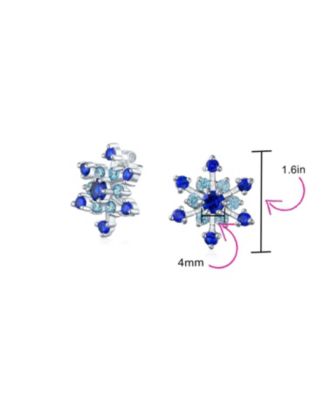 Christmas Holiday Party CZ Royal Ice Blue Aqua Cubic Zirconia Star Snowflake Stud Earrings For