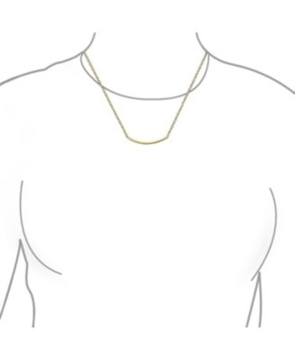 Minimalist Delicate Thin Sideways Horizontal Round Tube Curved Bar Slide Pendant Necklace Sterling Silver